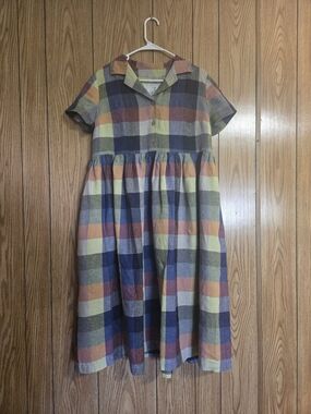 NotPERFECTLINEN Multicolor Plaid Midi Dress